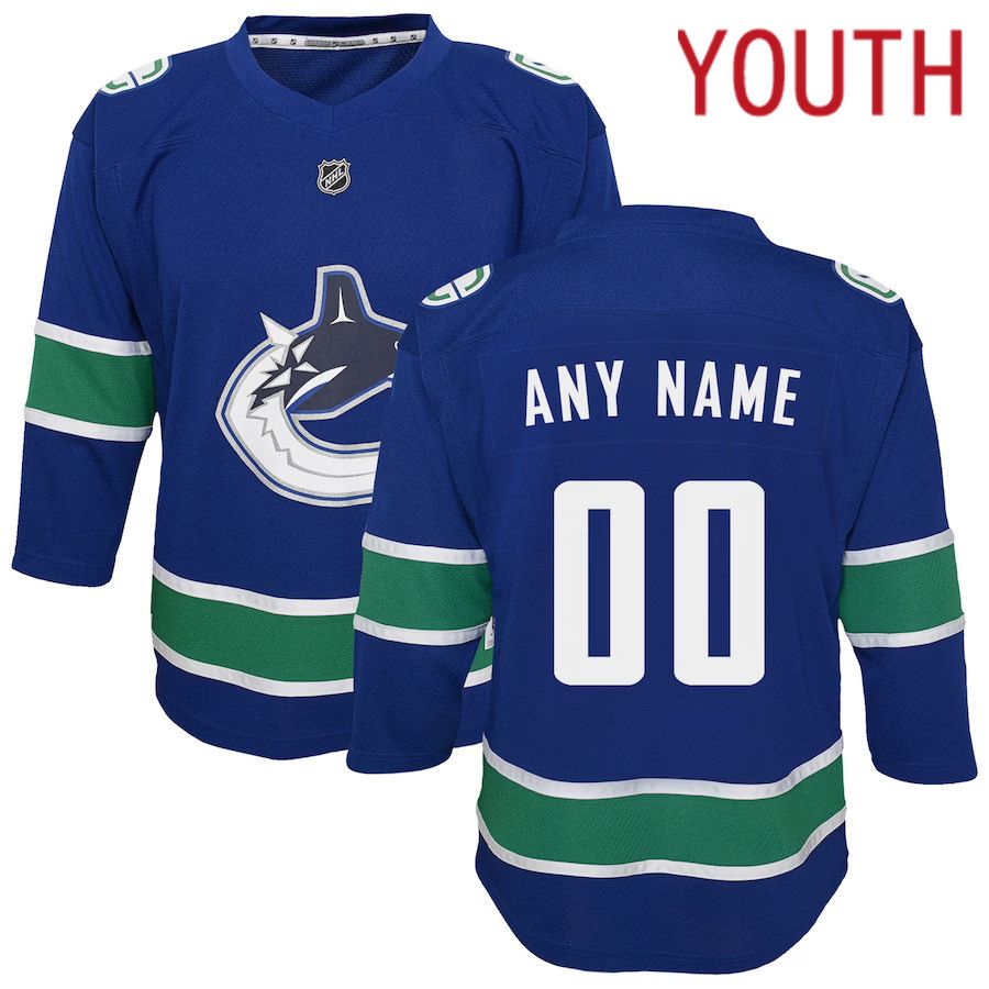 Youth Vancouver Canucks Blue Replica Custom NHL Jersey